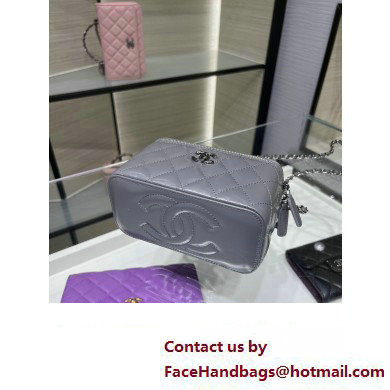 chanel Shiny Crumpled Calfskin, Strass  &  Ruthenium-Finish Metal Clutch with Chain AP3593 gray 2023